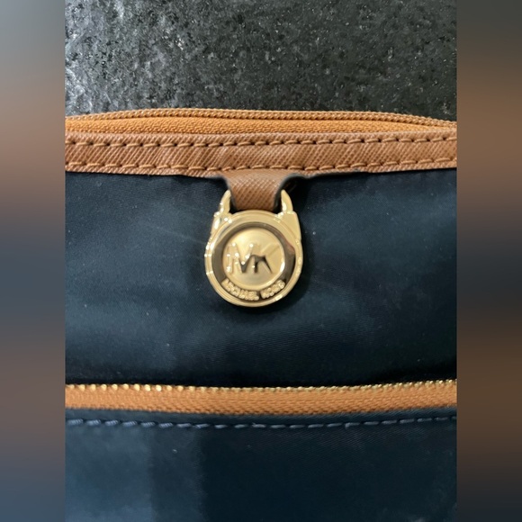 Michael Kors Kempton Crossbody Bag – Navy Blue Nylon & Brown Leather Trim - Picture 6 of 10